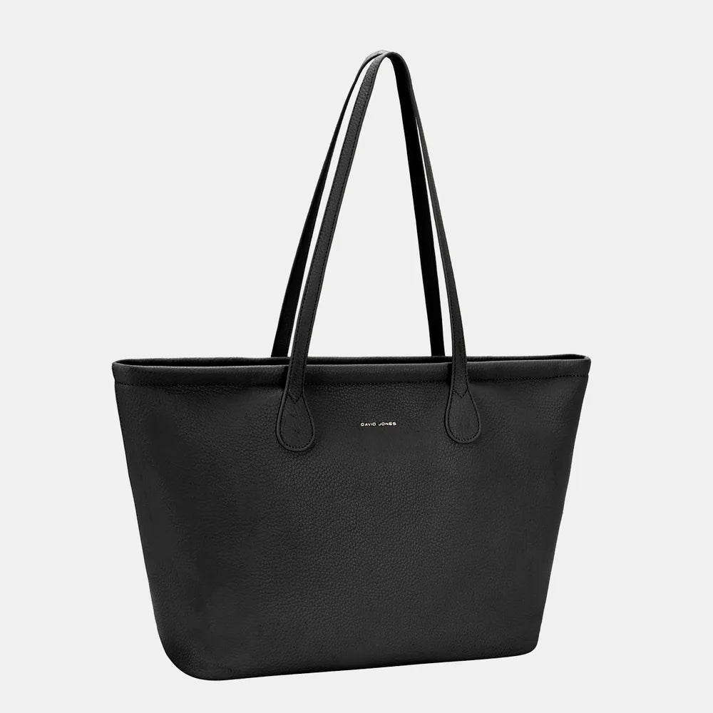 Black One Size David Jones PU Leather Tote Bag | Daverri Fashions