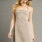 Umgee Crisscross Square Neck Active Dress Khaki Mini Dresses