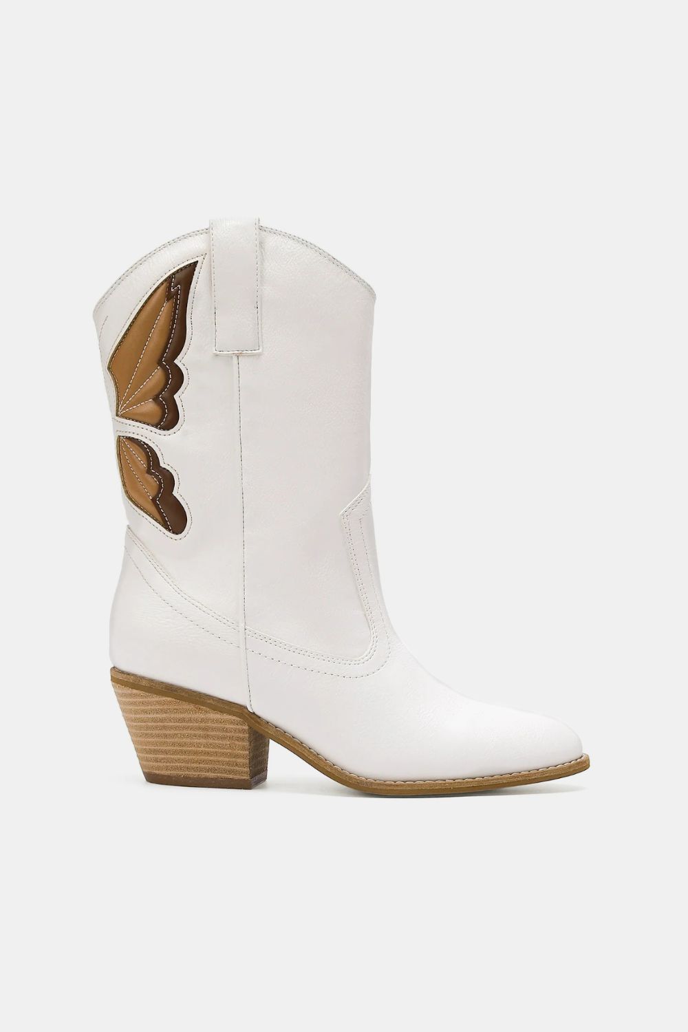 Beast Fashion Butterfly Cut Detail Point Toe Boots White Footwear