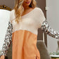 BiBi Color Block Leopard V Neck Knit Top Tops