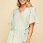 Lime 'N' Chili Ditsy Print V-Neck Short Sleeve Wrap Blouse - DAVERRI FASHIONS