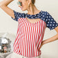 BiBi American Flag Theme Front Cut Out Top Tops