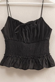 HYFVE Poplin Smocked Waist Summery Cami Top | Cami Tops Daverri Fashions