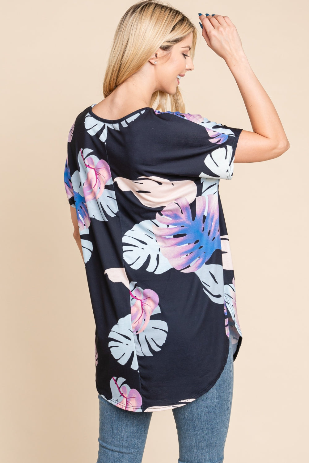 BOMBOM Printed Round Neck Short Sleeve T-Shirt | Daverri Fashions