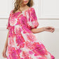 BiBi Floral Square Neck Puff Sleeve Mini Dress - DAVERRI FASHIONS