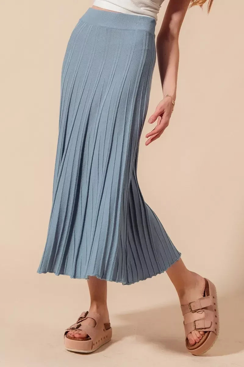 SO ME A Line Knitted Sweater Midi Length Skirt - DAVERRI FASHIONS
