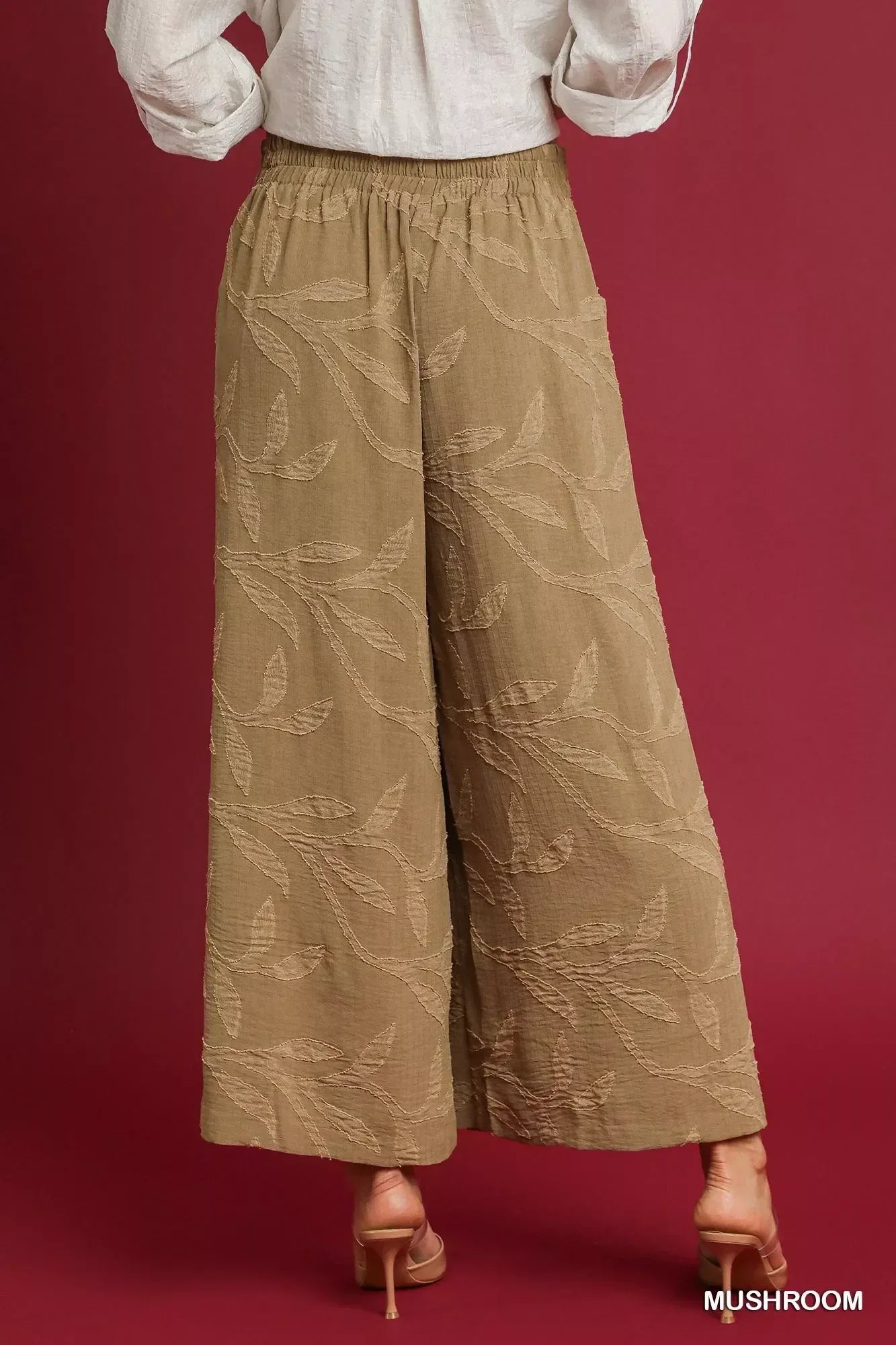 Umgee Jacquard Wide-Leg Pants - DAVERRI FASHIONS