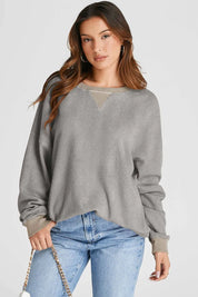Waffle-Knit Long Sleeve Sweatshirt | Sweatshirts Daverri Fashions