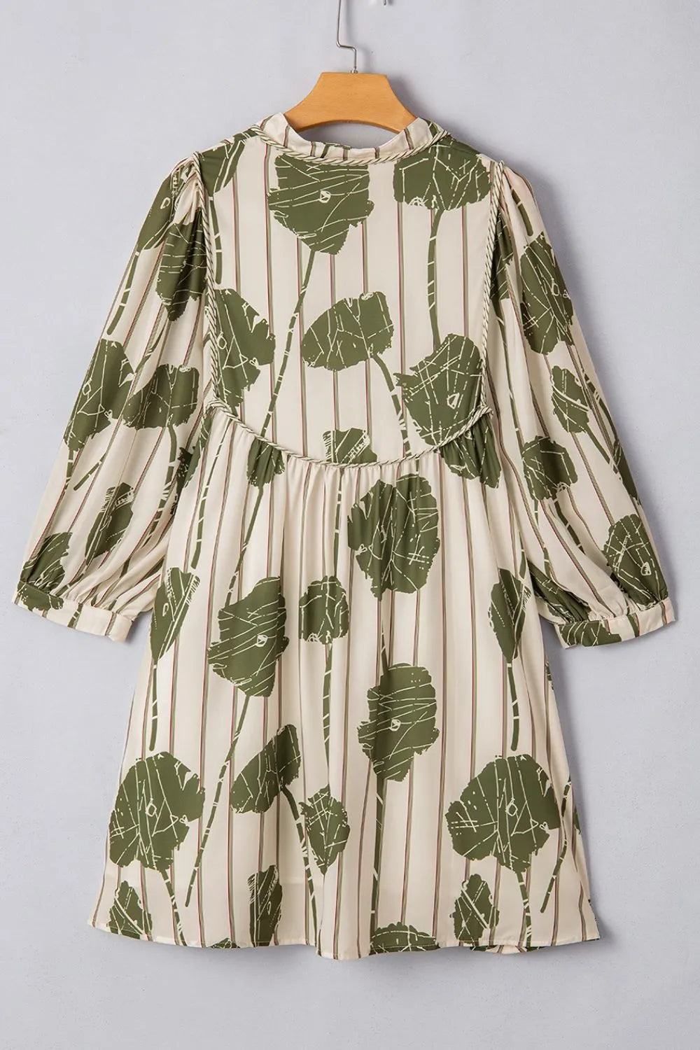 Printed Tie Neck Balloon Sleeve Mini Dress | Dresses Daverri Fashions