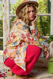 POL Floral Print Button Down Long Sleeve Shirt | Daverri Fashions