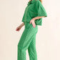 Green quilted pajama set with brushed checkerboard pants