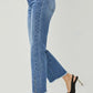 RISEN High Waist Raw Hem Slit Straight Jeans - DAVERRI FASHIONS