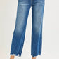 RISEN High Rise Ankle Straight Distressed Hem Detail Jeans - DAVERRI FASHIONS
