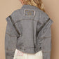 POL Cropped Denim Jacket with Functional Zipper Detail Jackets