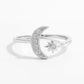 925 Sterling Silver Moon Open Ring - DAVERRI FASHIONS