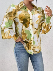 Daverri Fashions Floral Print Long Sleeve Shirt - DAVERRI FASHIONS