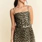 Davi & Dani Leopard Spaghetti Straps Wide Leg Jumpsuit Jumpsuits