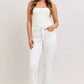 Judy Blue contrast stitching cropped flare jeans back view