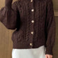 Cable Knit Button-Down Cardigan - DAVERRI FASHIONS