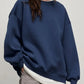 Round Neck Dropped Shoulder Long Sleeve Sweatshirt - DAVERRI FASHIONS