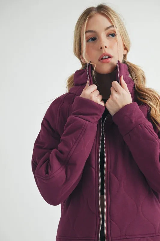 Aemi+Co Zip Up Raglan Sleeve Quilted Jacket