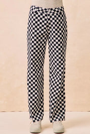 BLACK BiBi Gameday Theme Checkered Printed Pants | Daverri Fashions