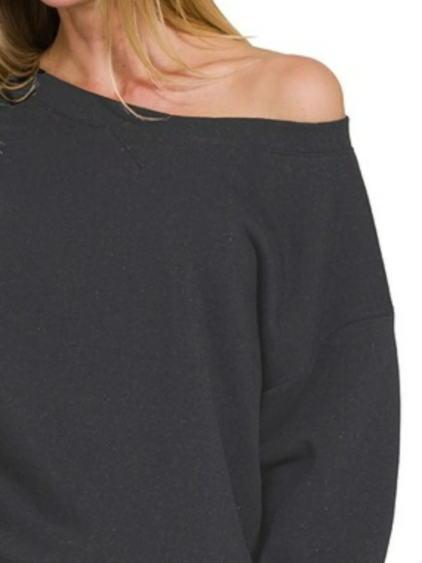 Zenana Fleece Boat Neck Sweatshirts & Shorts 2pcs Set Outfit Sets