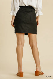 Umgee Linen Blend Button Down Skirt with Pockets | Skirts Daverri Fashions