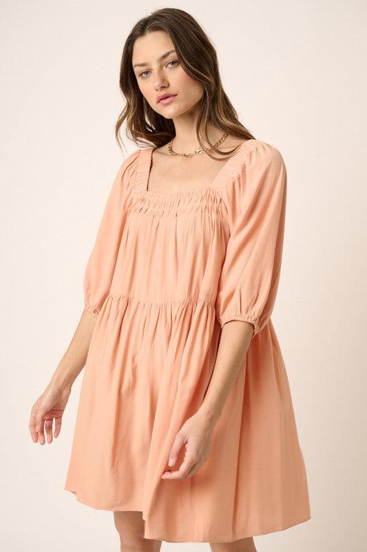 Mittoshop Pintuck Detail Tie Back Mini Dress | Mini Dresses Daverri Fashions