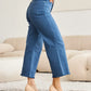 RFM Crop Chloe Tummy Control High Waist Raw Hem Jeans - DAVERRI FASHIONS