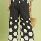 Black Umgee hexagon print wide-leg pants with scalloped hem