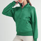 Aemi + Co Half Zip Raglan Sleeve Sweatshirt with Kangaroo Pocket - DAVERRI FASHIONS