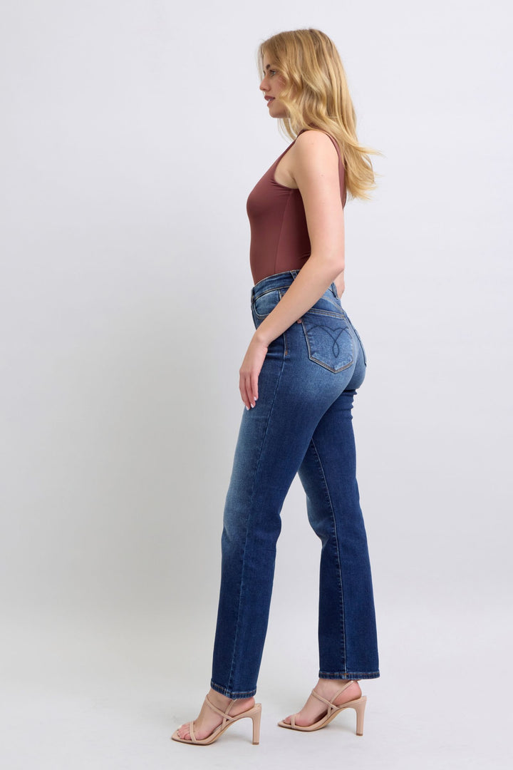 Judy Blue Full Size Washed Straight Leg Jeans with Pockets Bottoms