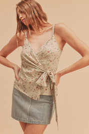 Aemi + Co Ditsy Floral Surplice Adjustable Straps Cami | Tops Daverri Fashions