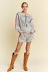 Davi & Dani Sequin Stripe Long Sleeve Top And Short Pants Set GREY Shorts Sets