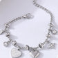 Titanium Steel Inland Zircon Heart Charm Bracelet - DAVERRI FASHIONS