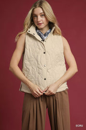 ECRU Umgee Quilted Embroidered Vest | Daverri Fashions