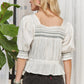 ADORA Smocked Puff Sleeve Peasant Blouse - DAVERRI FASHIONS