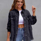 Distressed Drop Shoulder Denim Jacket - DAVERRI FASHIONS