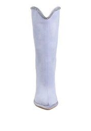 Ashipa Diamante Chain Detail Calf Boots | Boots Daverri Fashions