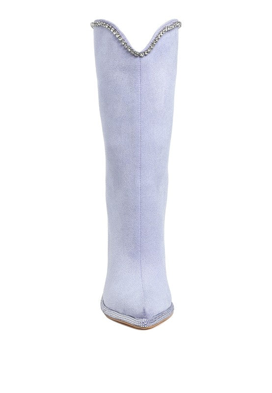 Ashipa Diamante Chain Detail Calf Boots | Boots Daverri Fashions