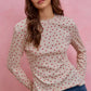 SO ME Ditsy Heart All Over Slub Rib Knit Valentine Top in cream with red hearts