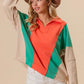 BiBi Colorblock Exposed Seam French Terry Sweatshirt - DAVERRI FASHIONS