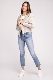 Zenana Acid Washed Hoodie Jacket Coats & Jackets