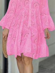 Full Size Eyelet Ruffled Hem Tiered Dress Plus Size | Mini Dresses Daverri Fashions