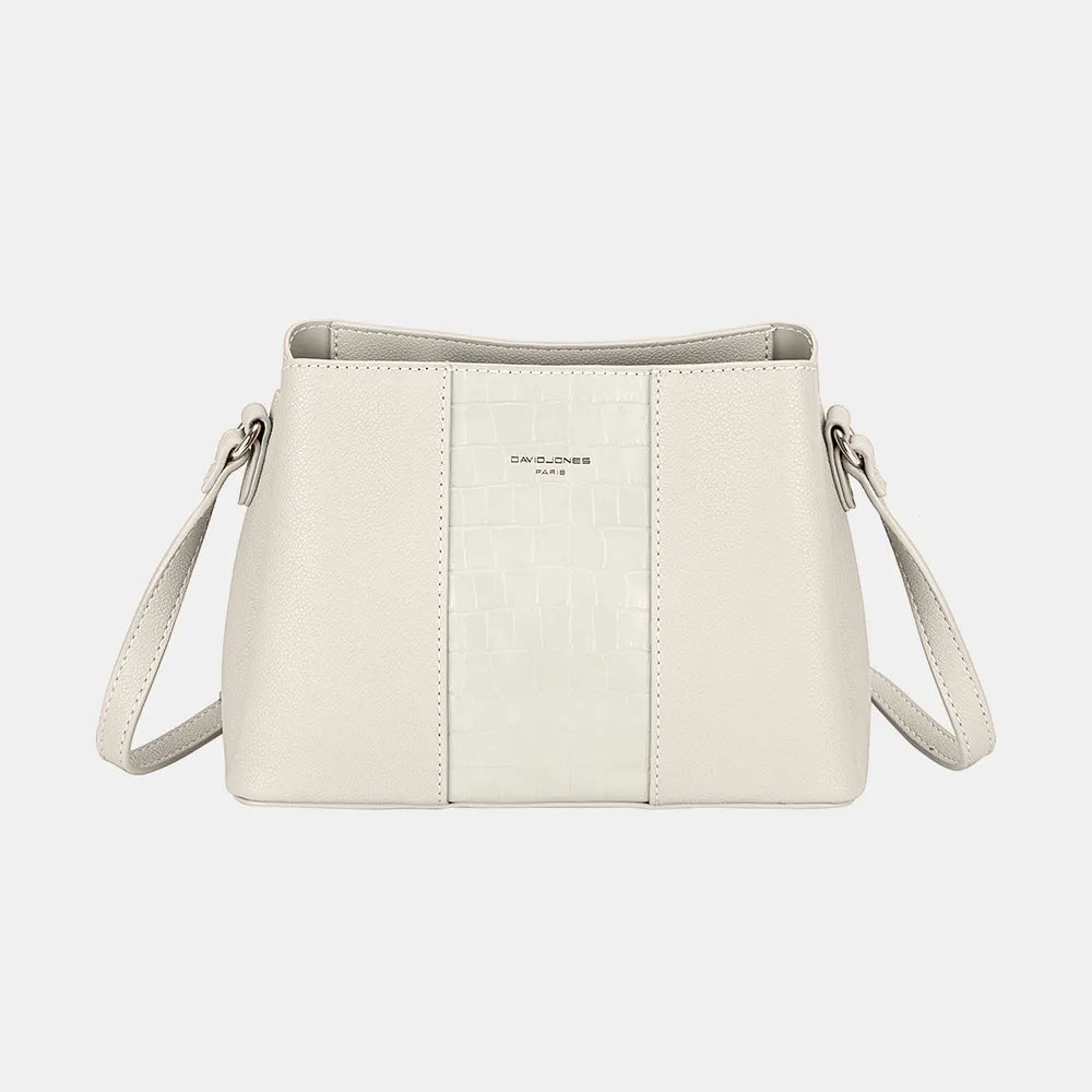 Creamy White One Size David Jones PU Leather Crossbody Bag | Handbags Daverri Fashions