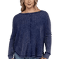 Plus Long Sleeve Cotton Waffle Knit Top LT NAVY Shirts & Tops