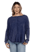 Plus Long Sleeve Cotton Waffle Knit Top LT NAVY Shirts & Tops