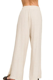 Zenana Linen Drawstring Pants Sand Beige | Pants Daverri Fashions
