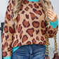 Leopard Round Neck Long Sleeve Sweater - DAVERRI FASHIONS